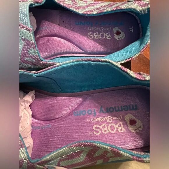 BOBS by Skechers Purple and Blue Aztec Slip On Espadrille Size 11 Toddler - Picture 6 of 8